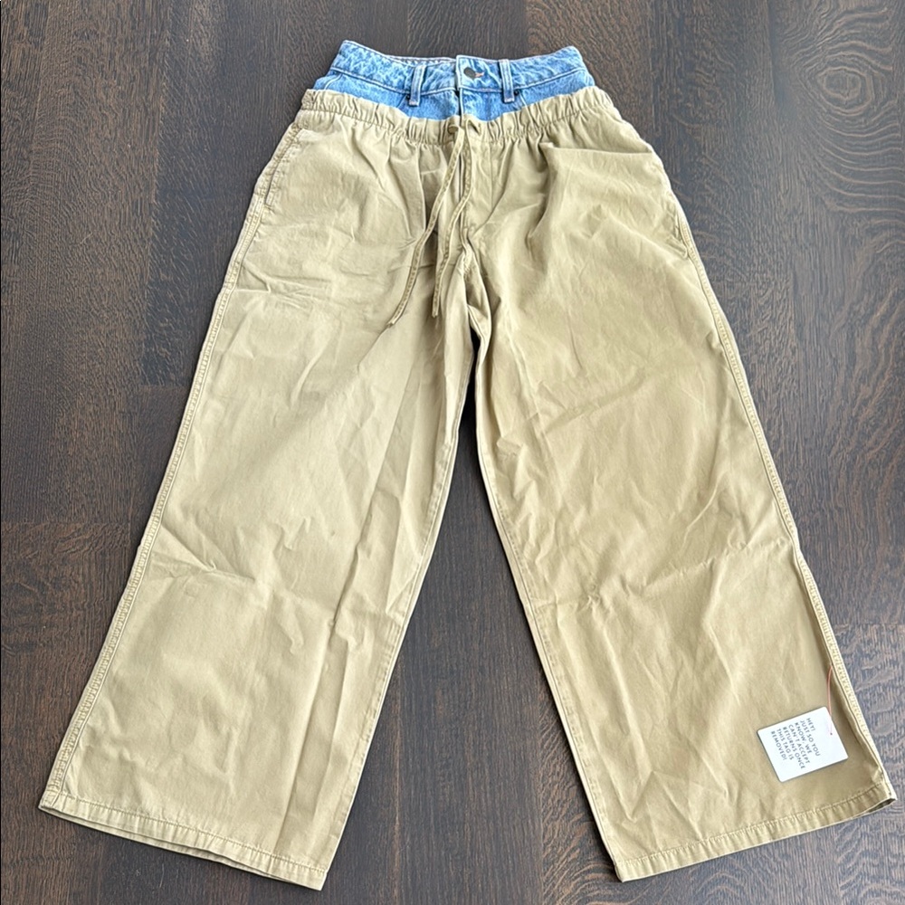Stylish Tan Kids Bottoms with Denim Waistband